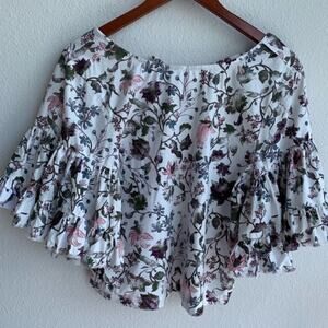 Melrose and Market Ruffle Sleeve Floral Top Statement Sleeves SP